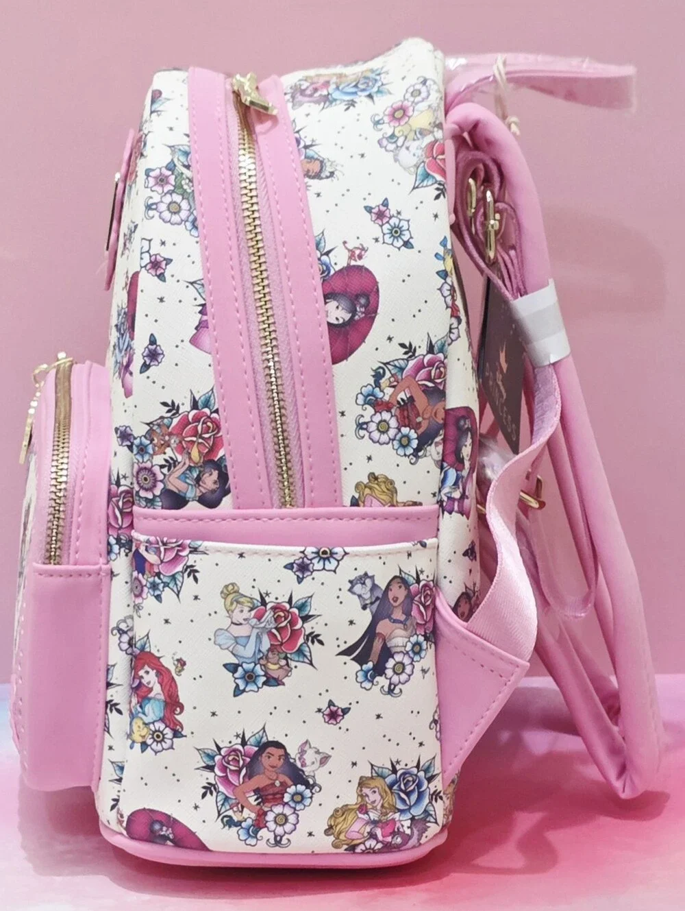 Brand New Loungefly Disney Princess Pink Tattoo Mini Backpack and Wallet 2022